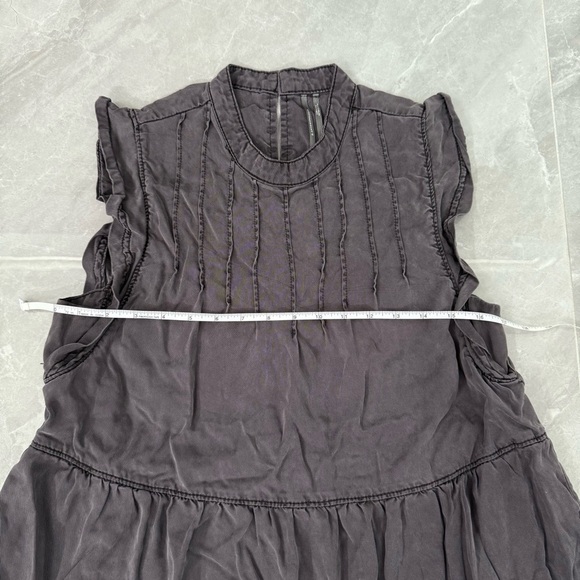 Women’s By Anthropologie Jenee Tiered Ruffle Washed Black Tunic Dress Medium - Picture 15 of 16